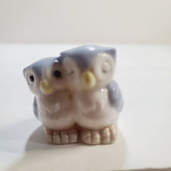 Vintage Other - Vintage Kitsch Cuddly Blue Owls Ceramic Figurine Mini Planter